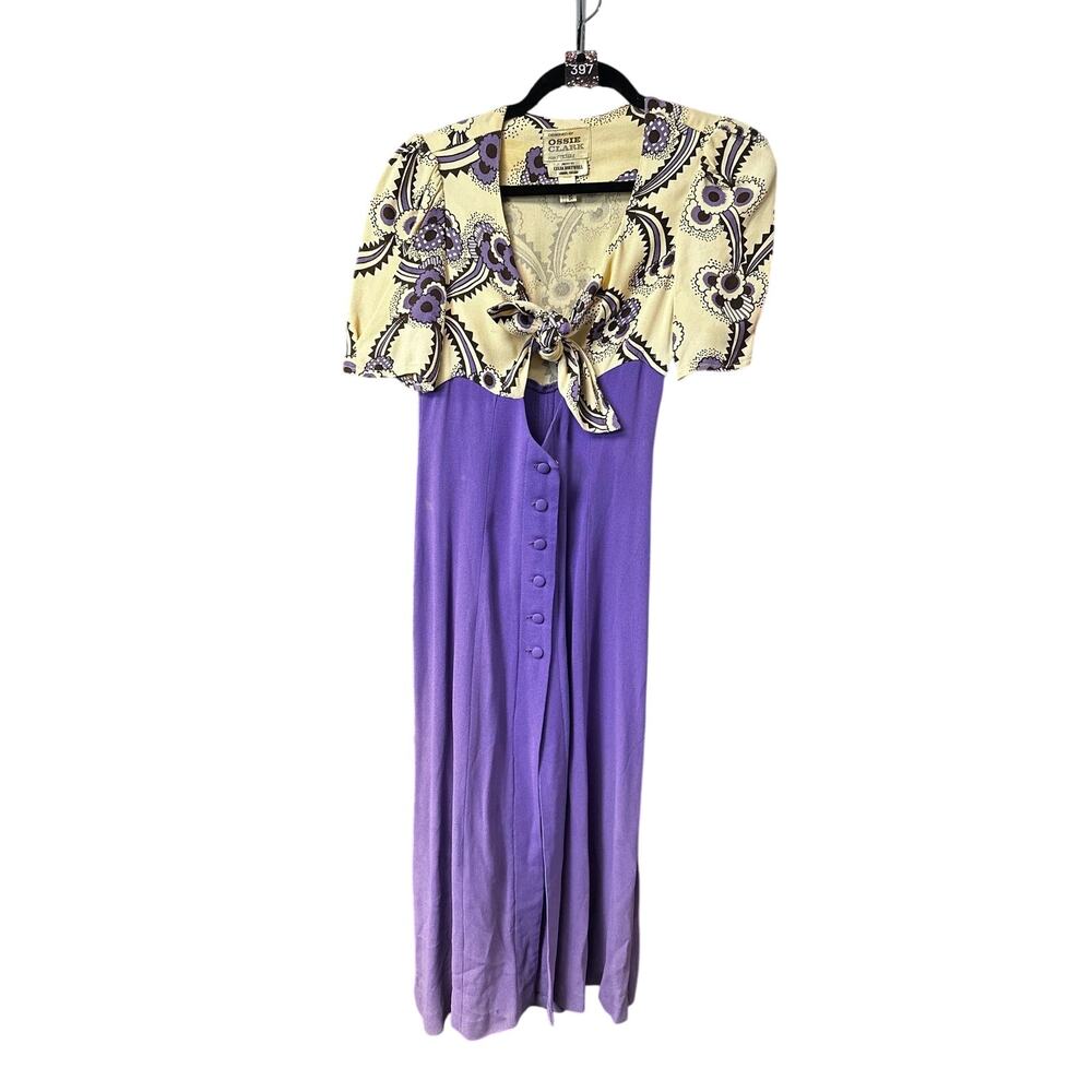 V397-RARE Vintage Ossie Clark for Radley Moss Crepe Dress - Picture 2 of 12